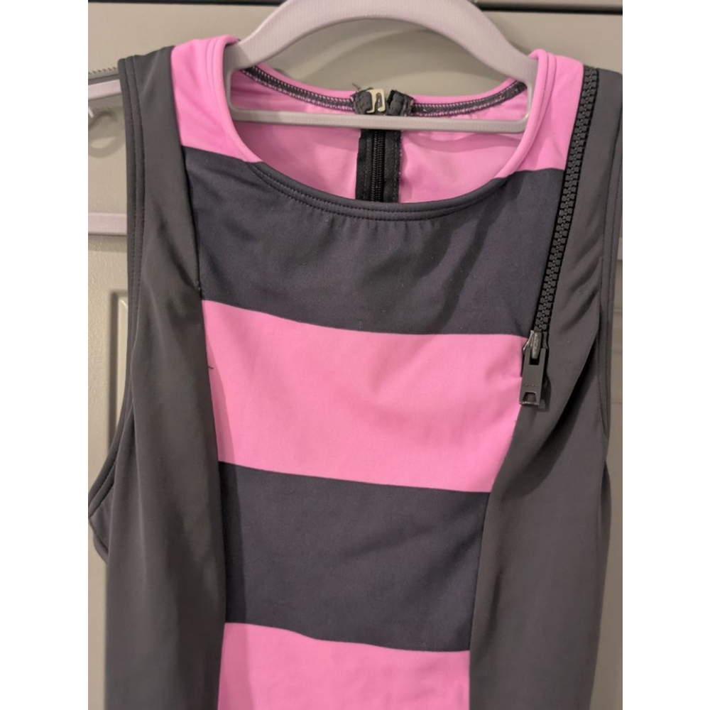 Women's DKNY Gray Pink Striped One Piece Swimsuit Size 6 - Picture 6 of 8
